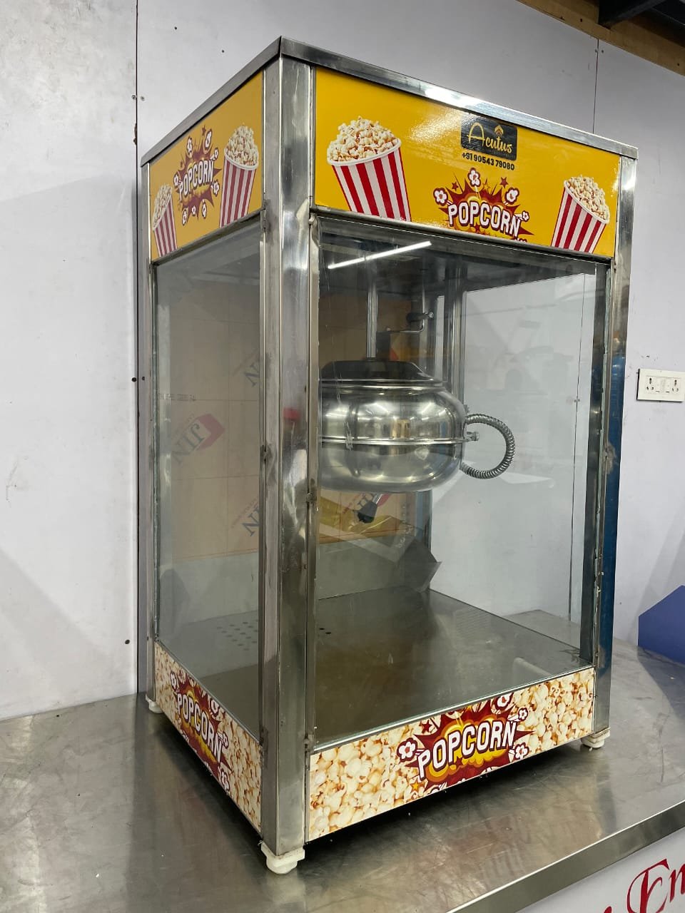 Digital Popcorn Machine, side angled view