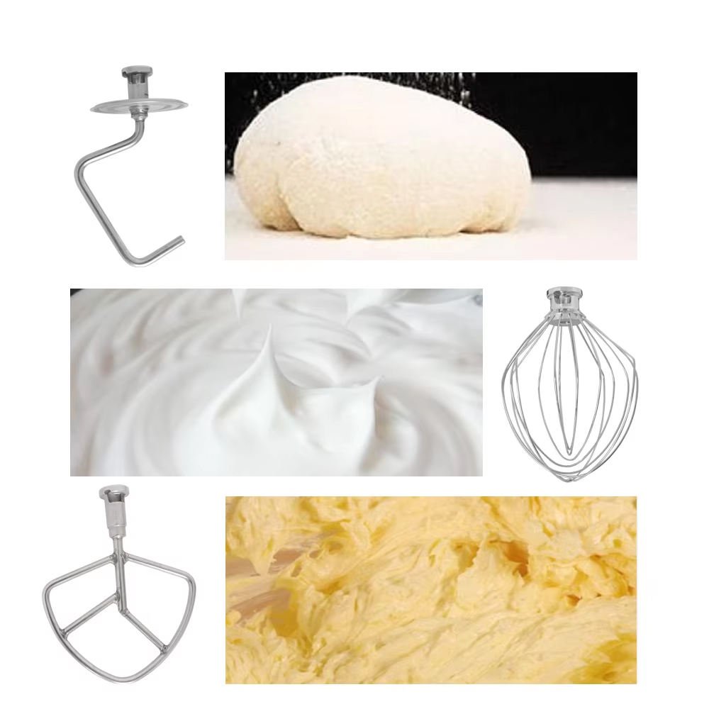 Whisk, dough hook and flat beater attachments for the B-7 LTR planetary mixer