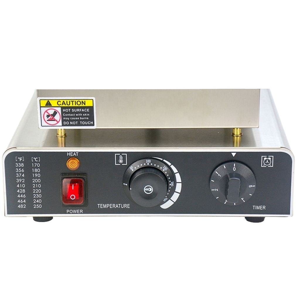 Close-up of the 25 holes waffle maker control panel