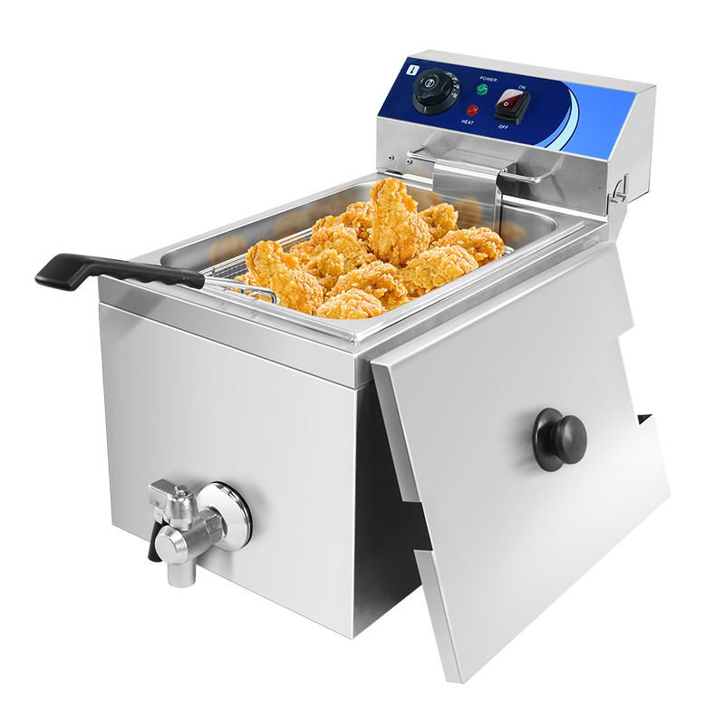 10 litre electric deep fryer frying a basket of chicken tenders