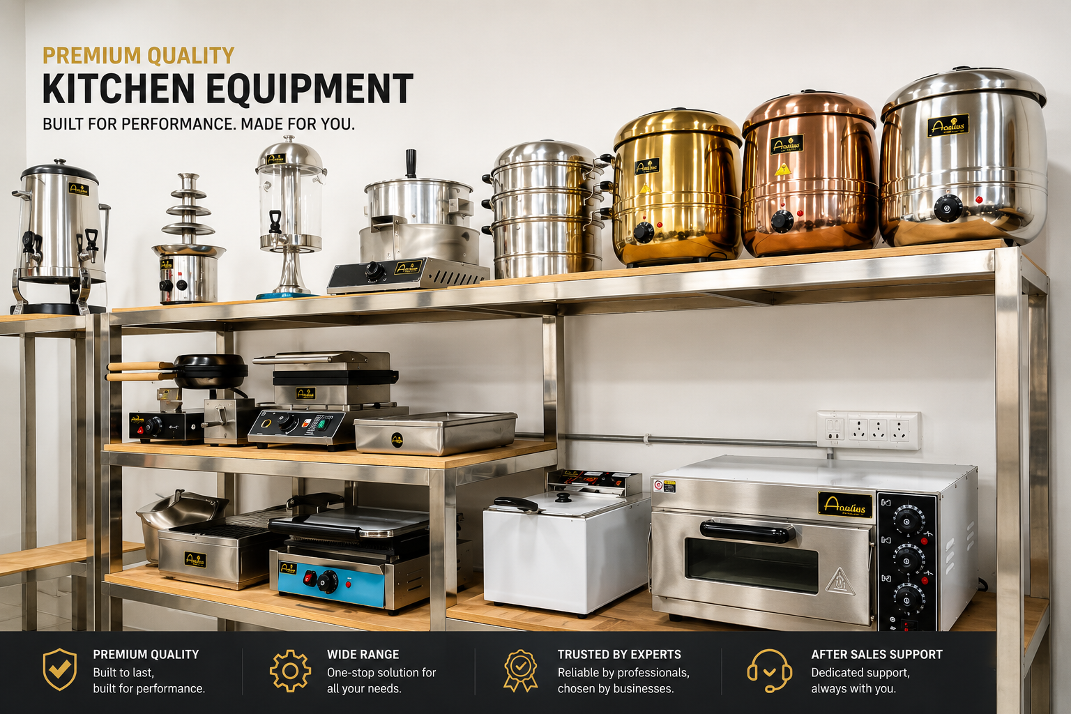 Range of commercial kitchen equipment on display at Acutus Kitchen Equipment