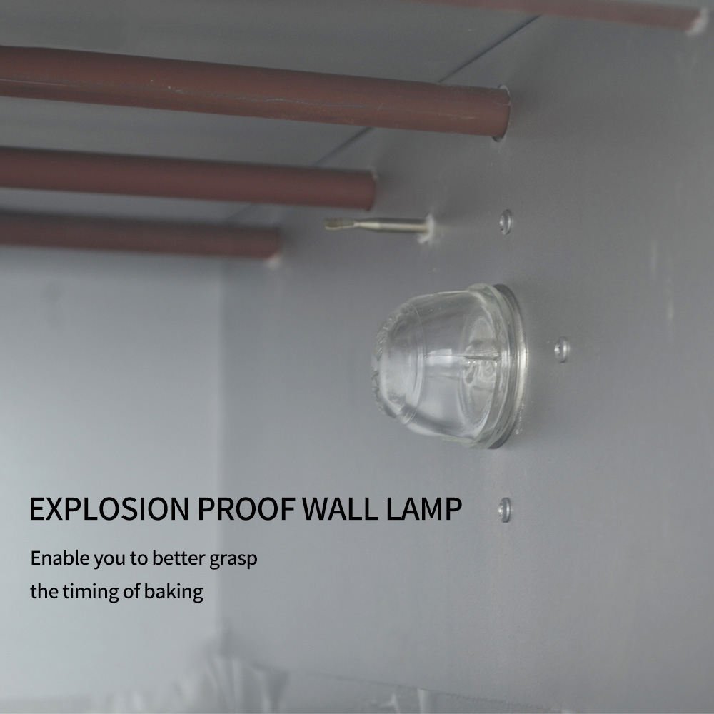 Explosion proof wall lamp inside the oven chamber