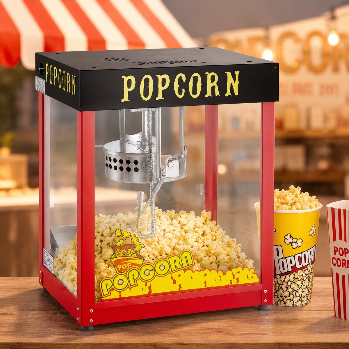 Gas Popcorn Vending Machine BW-6B, on a snack counter