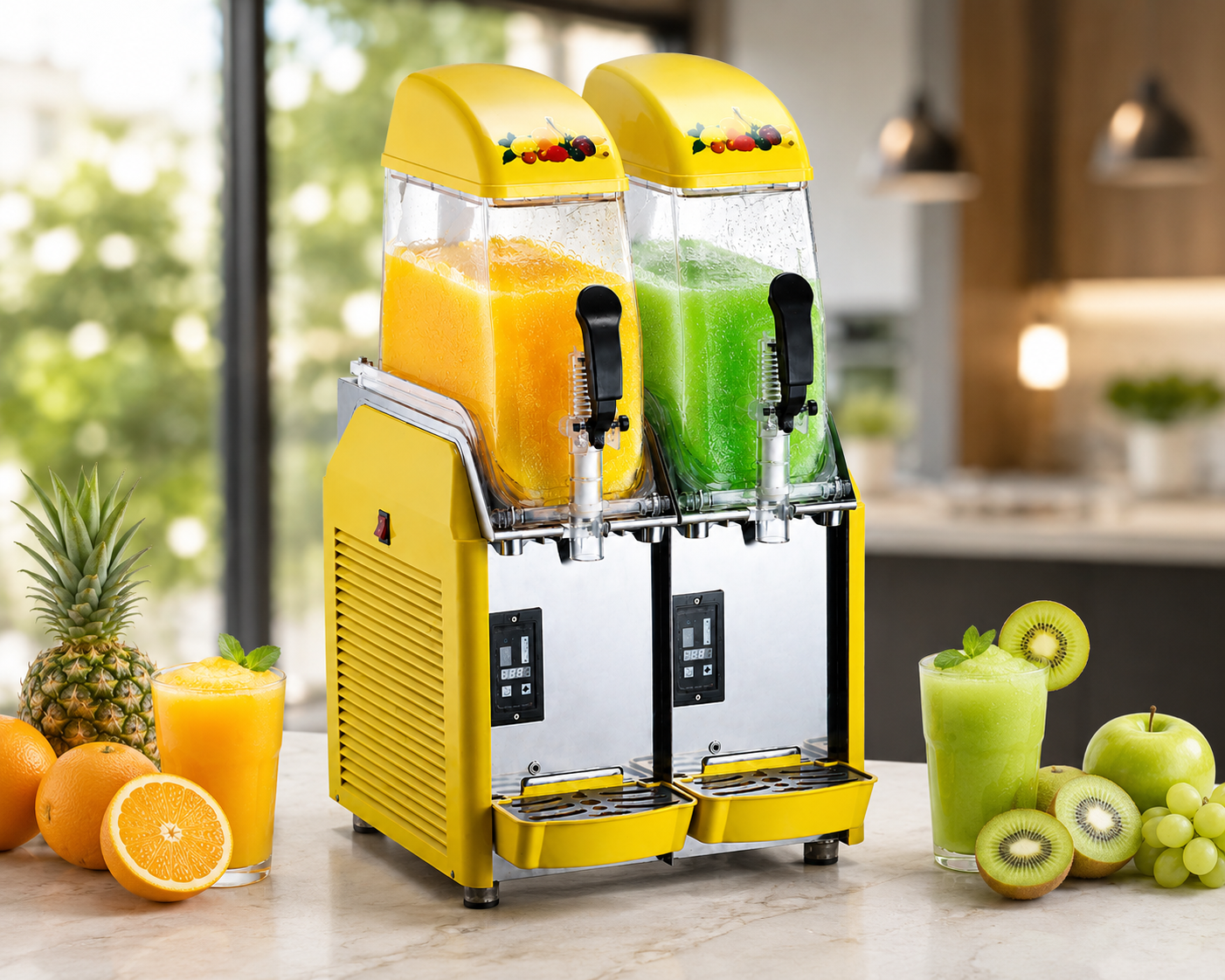 Two Tank Commercial Maker Slush Machine (X-240), pouring detail