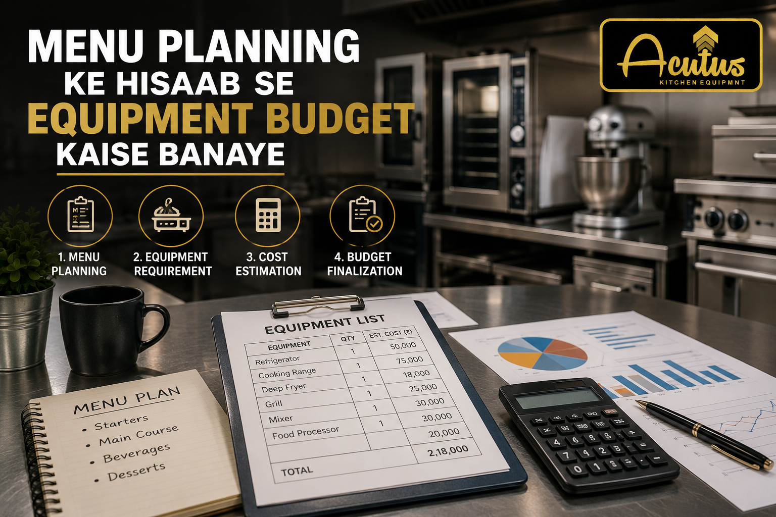 Menu planning and kitchen equipment budget worksheet