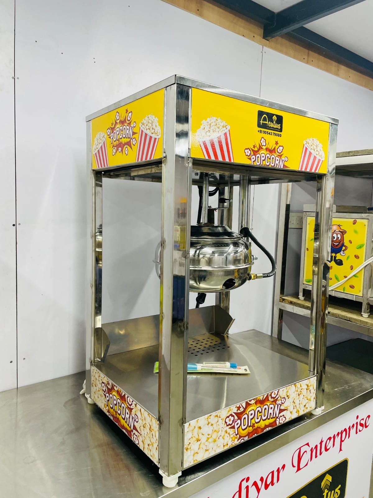 Table Top Electric Popcorn Machine, side angled view